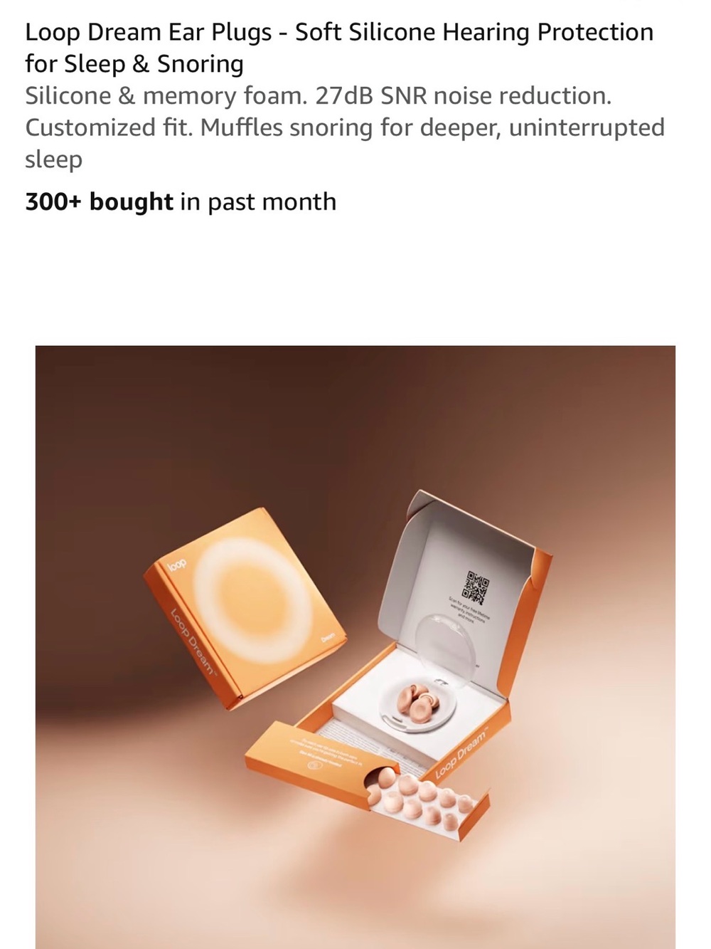 Loop Dream Ear Plugs - Soft Silicone Noise-Reducing Earbuds in Peach